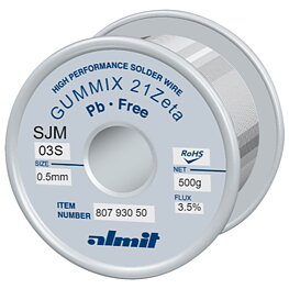 Blyfri lödtråd, Gummix 21Zeta SJM-03-S, 0,5 mm, 500 g