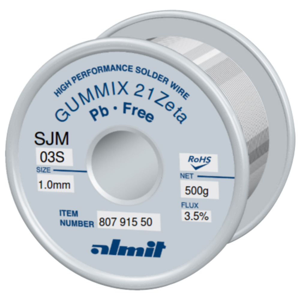 Blyfri lödtråd, Gummix 21Zeta SJM-03-S, 1,0 mm, 500 g