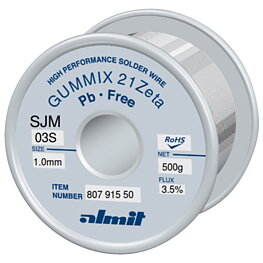 Blyfri lödtråd, Gummix 21Zeta SJM-03-S, 1,0 mm, 500 g