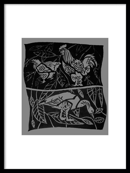 Farm Birds Charcoal 30x40