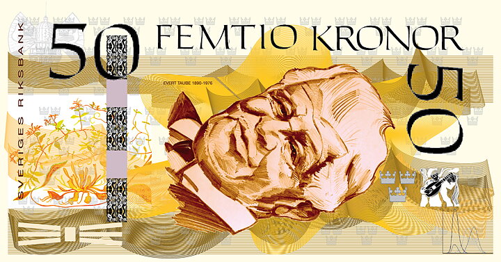 50 kronors sedel Evert Taube