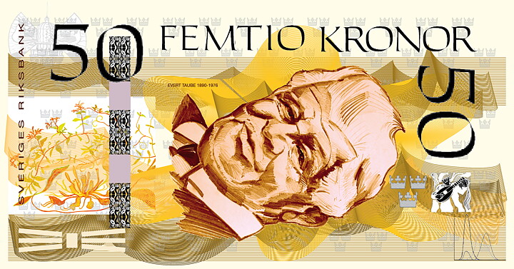 50 kronors sedel Evert Taube