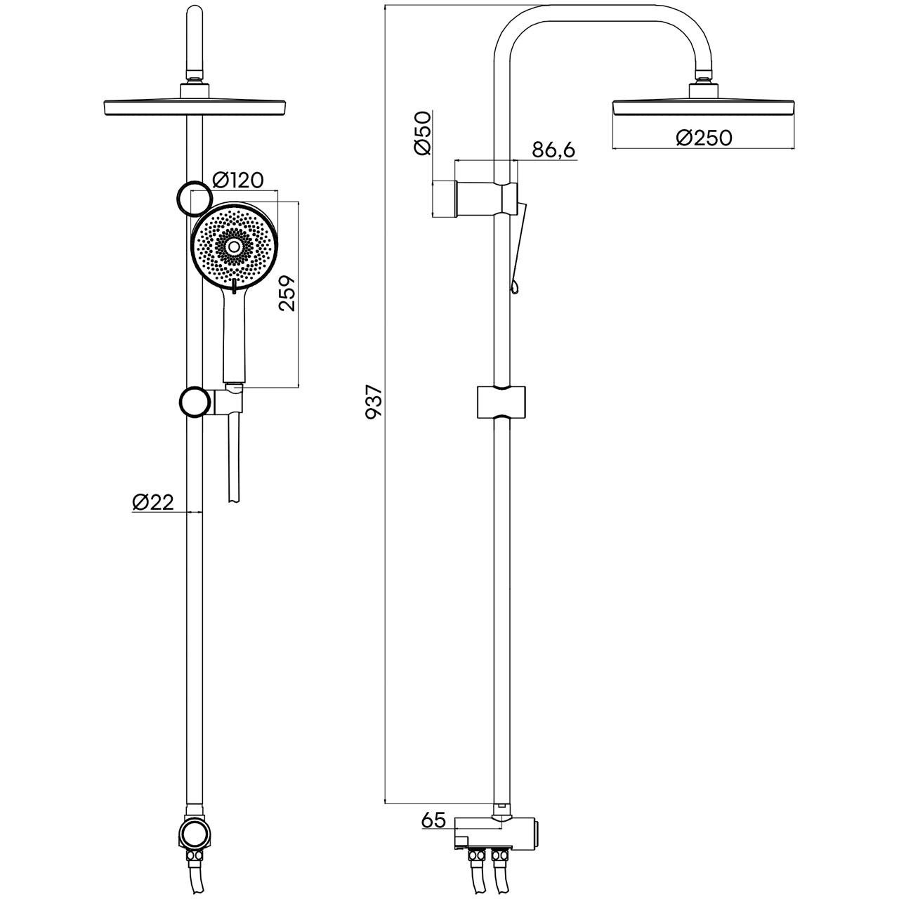 EuroFlux takduschset svart - 2
