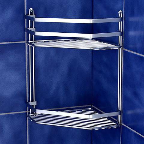 Trådhylla Satin hörn 2-plan (krom) - 2