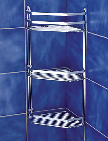 Trådhylla Satin hörn 3-plan (krom) - 2