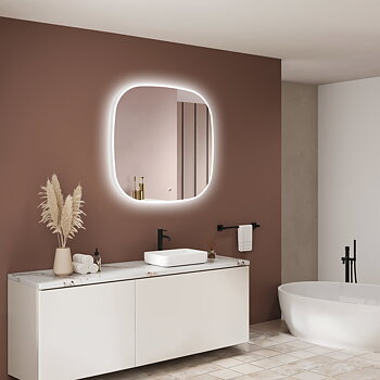 LED bathroom mirror rounded square 80x80 cm