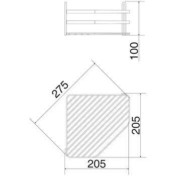Trådhylla Satin hörn 1-plan (krom)