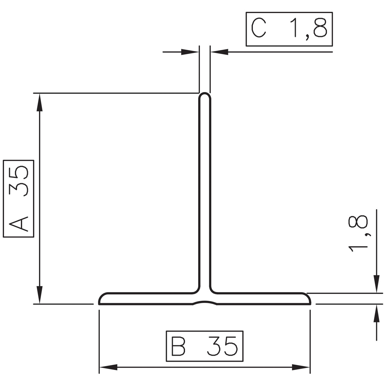 Demerx T-Profile Seal 35×2000×35 mm Transparent - 3