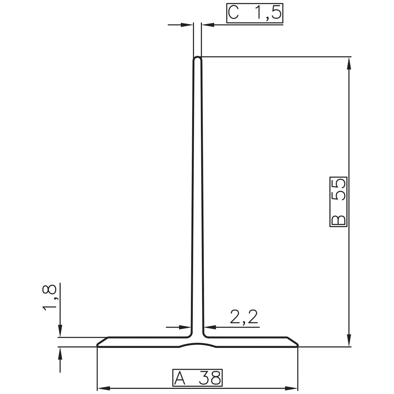 Demerx T-Profile Seal 55×2000×38 mm White - 3