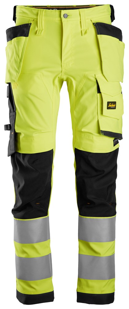 Snickers Workwear – High-Vis, Varselbyxor med stretch och hölsterfickor, klass 2