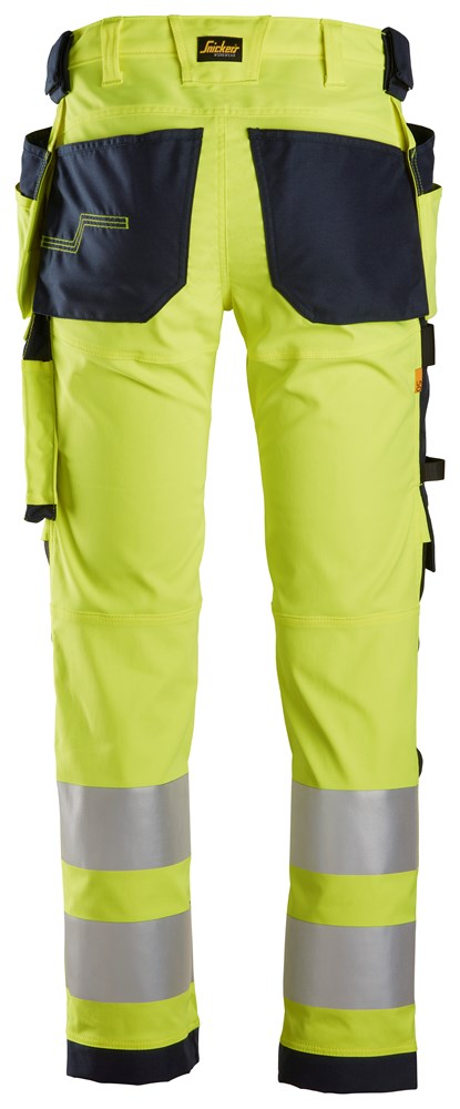 Snickers Workwear – High-Vis, Varselbyxor med stretch och hölsterfickor, klass 2 - 4