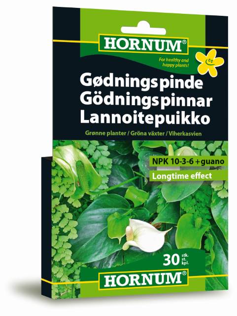 HORNUM Näringspinnar - Gröna växter 10-3-6 + guano, 30 stk.
