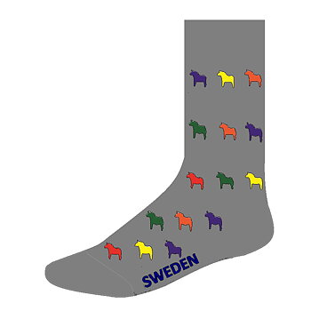 Strumpa dalahäst mix grå