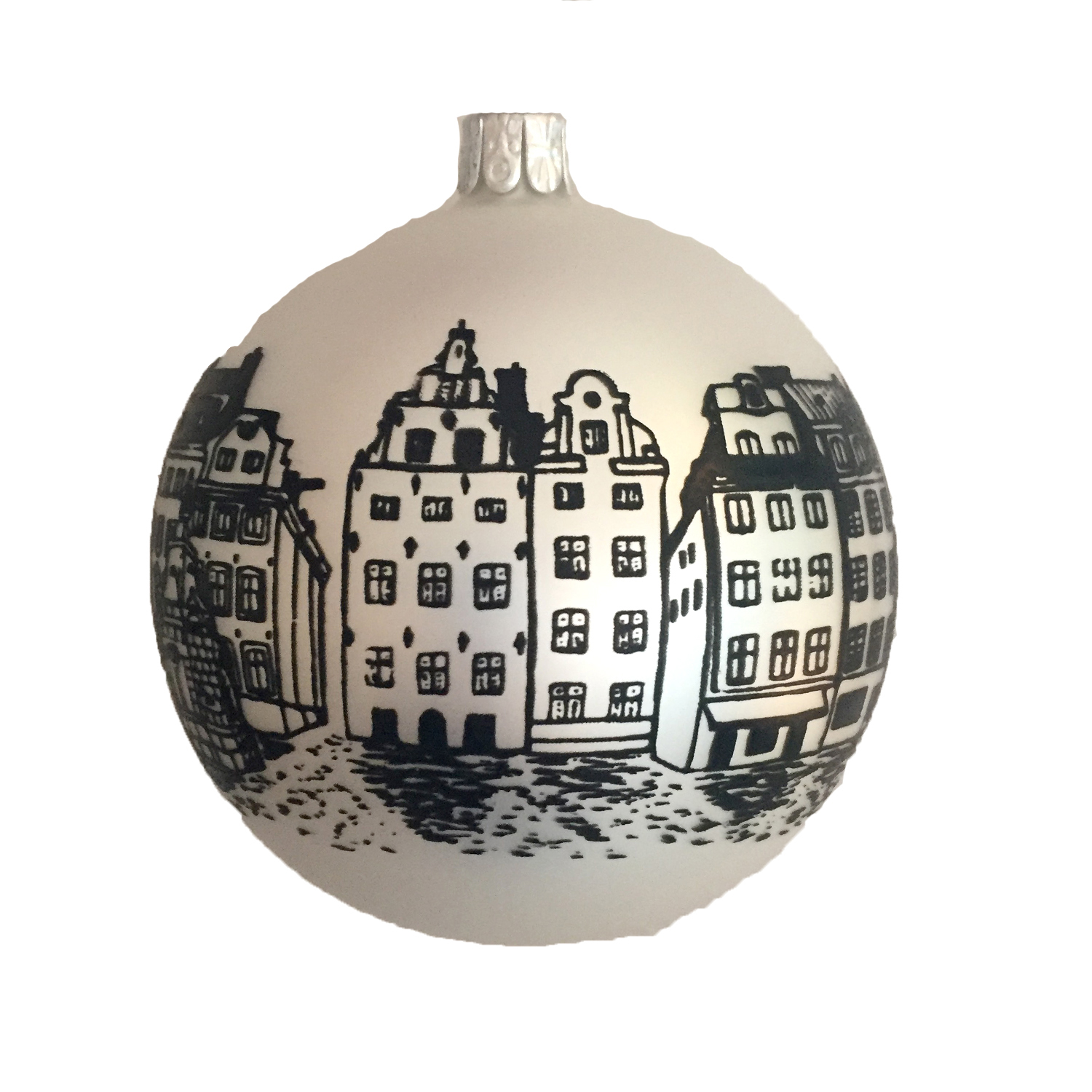 Handblåst Julkula silver gs