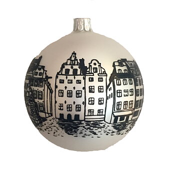 Handblåst Julkula silver gs