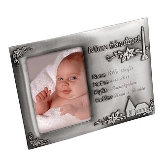 Dacapo Photo frame Baptism memory Pewter finish 18x13.5cm