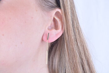 Gold earring Pendant with square. rod