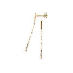 Svedbom Gold Earrings Hanging Rod with CZ