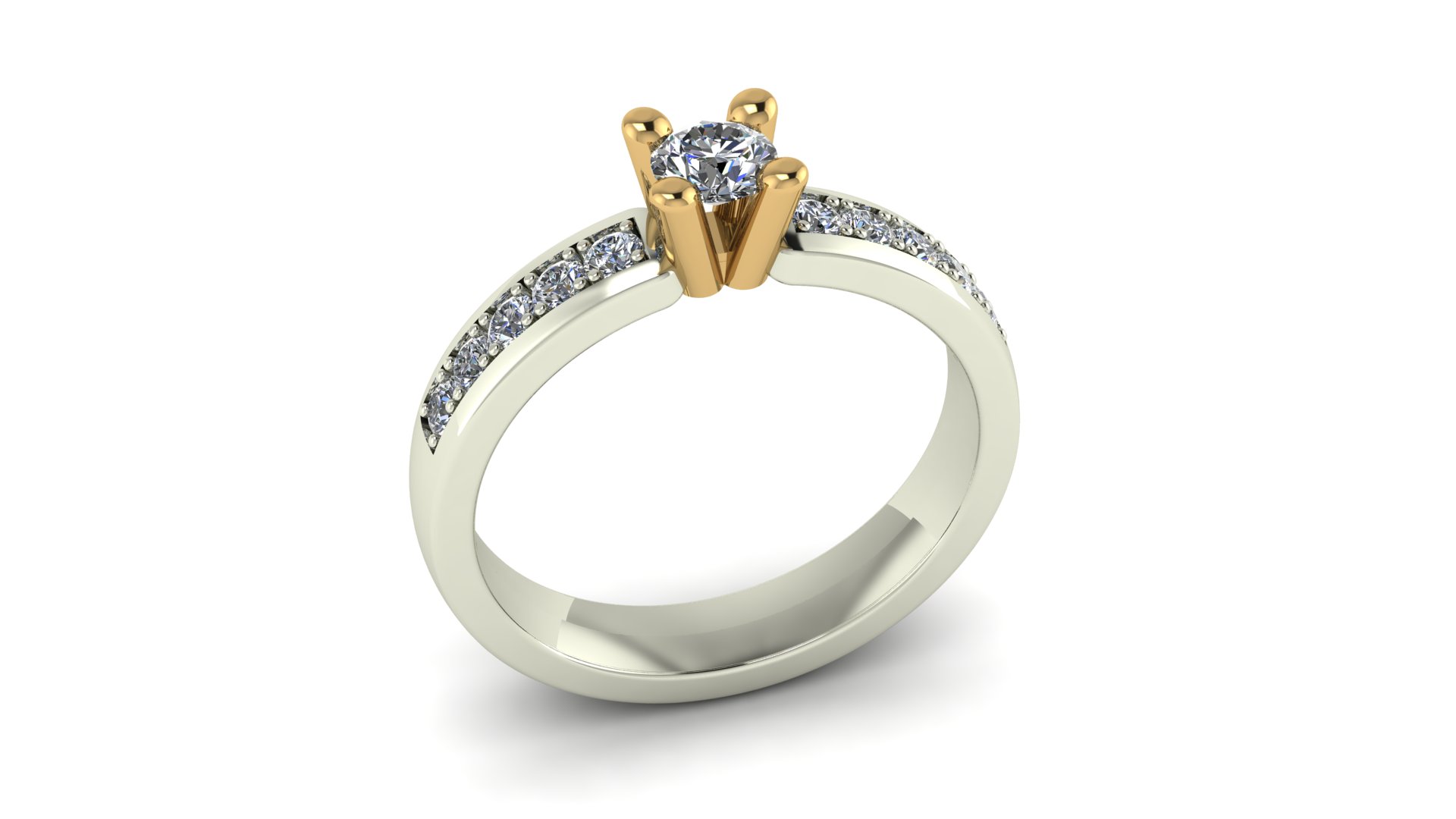 Solitaire Round with side stones - 6