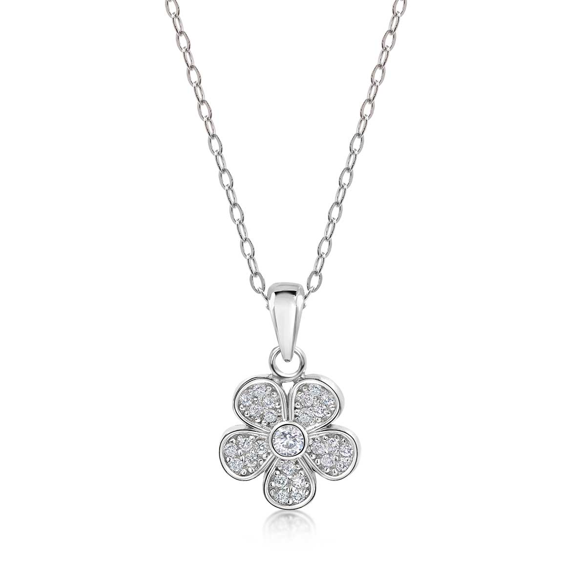 Barnhalsband Blomma med Vita Stenar