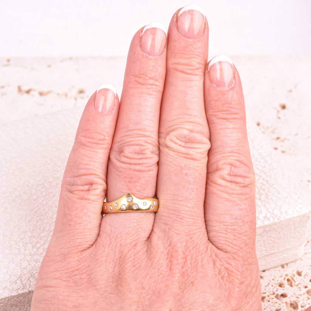 Kulta sormus 18k ja 0,16ct timantti, Vintage - 6
