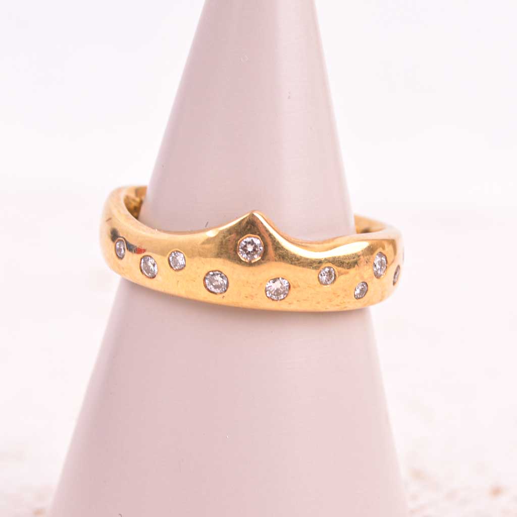 Kulta sormus 18k ja 0,16ct timantti, Vintage - 4