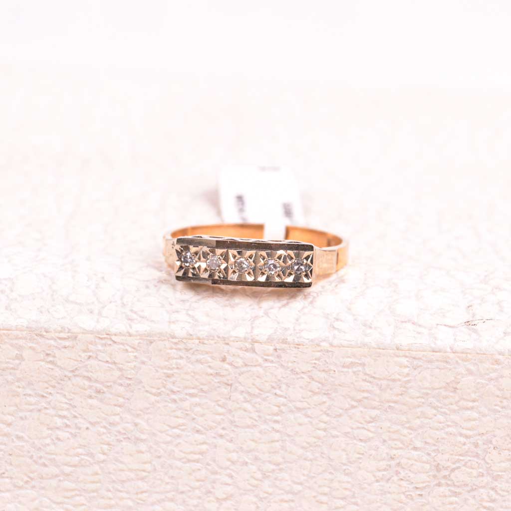 Guldring RG/VG 18k med 0,05ct diamanter, Vintage
