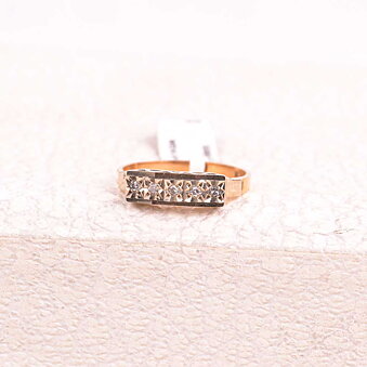 Guldring RG/VG 18k med 0,05ct diamanter, Vintage