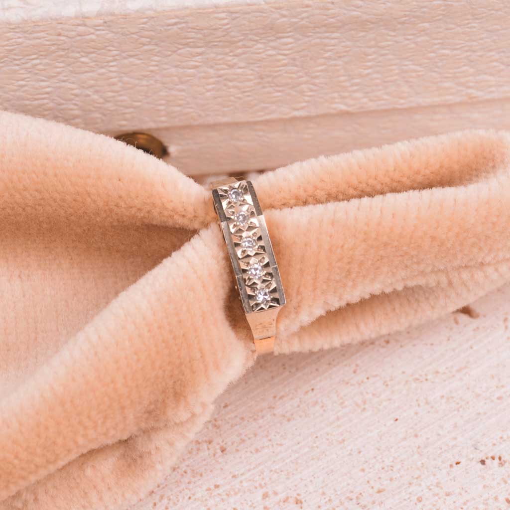Guldring RG/VG 18k med 0,05ct diamanter, Vintage - 3