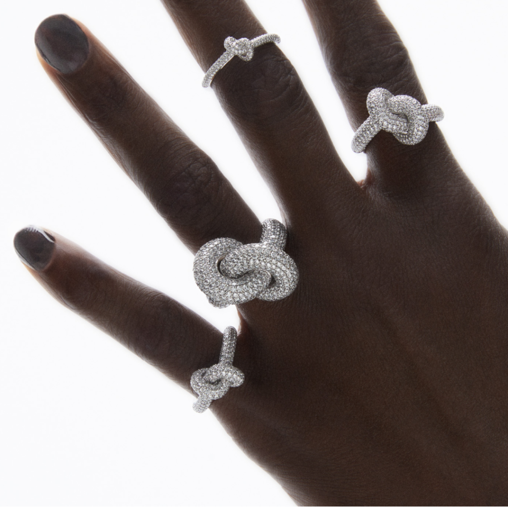 Hvidguld ring Slim Knot Dia På lager! - 2