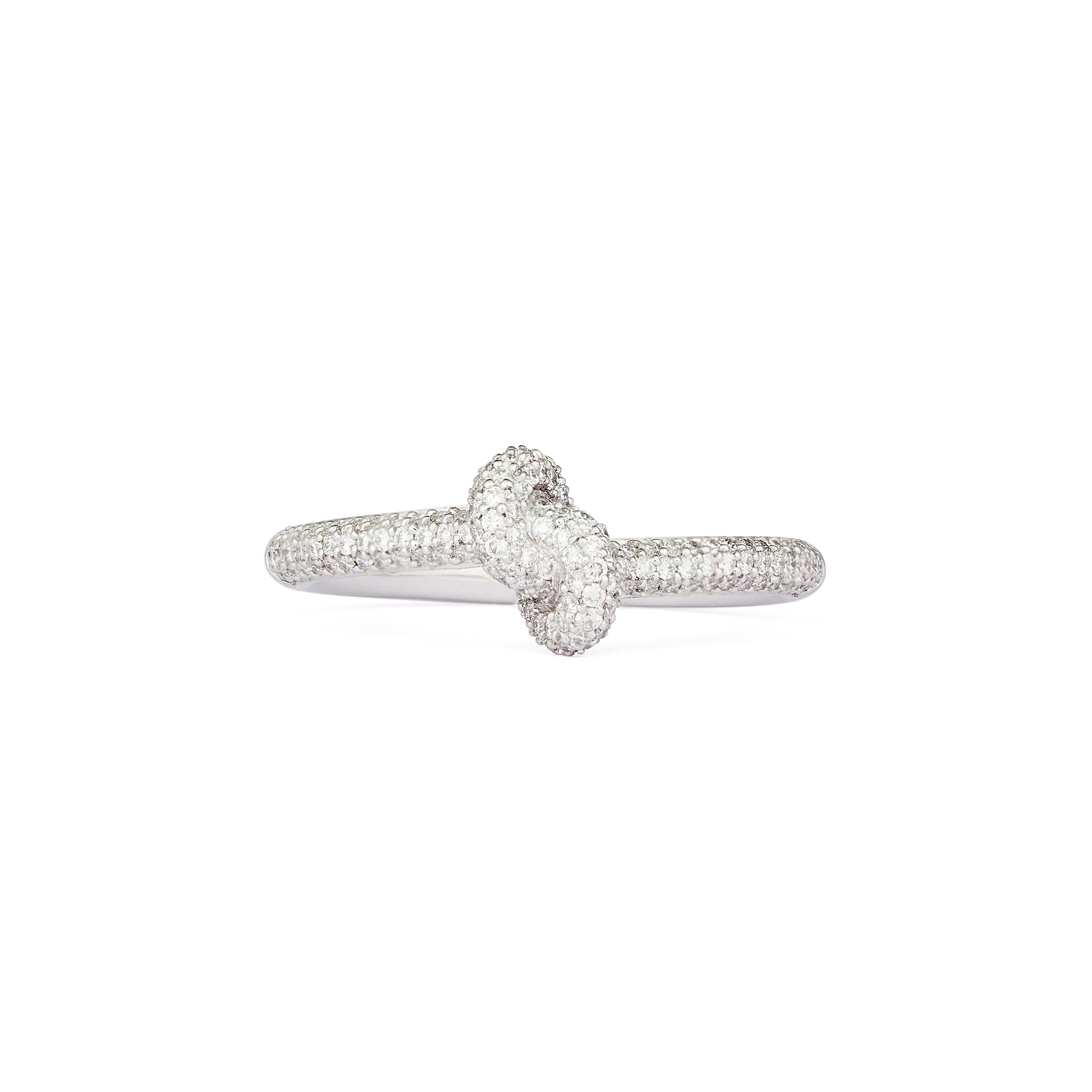 Hvidguld ring Slim Knot Dia På lager! - 3