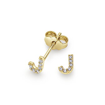 Bokstavsörhänge Guld 18k med cz J