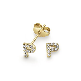 Bokstavsörhänge Guld 18k med cz P