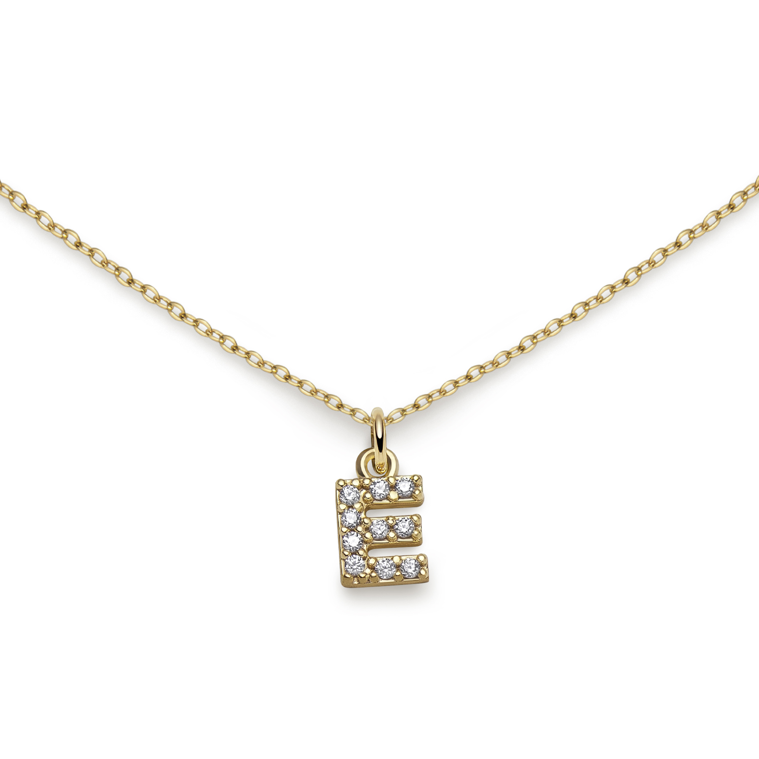 Bokstavshalsband Guld 18k med cz E