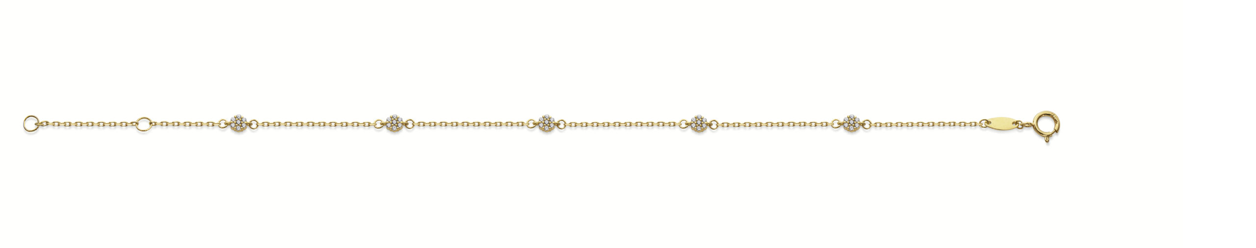 Kultainen rannekoru kukkia ketjussa 18K - 3