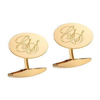 Manchetknapper Guld Oval 18k Tynd