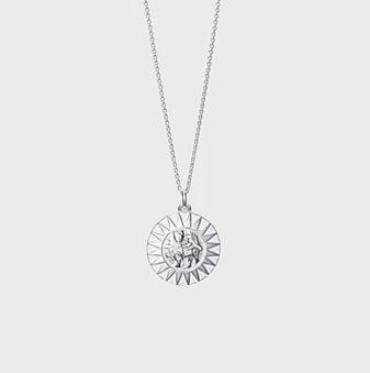Amulet Sun Lion Necklace Silver