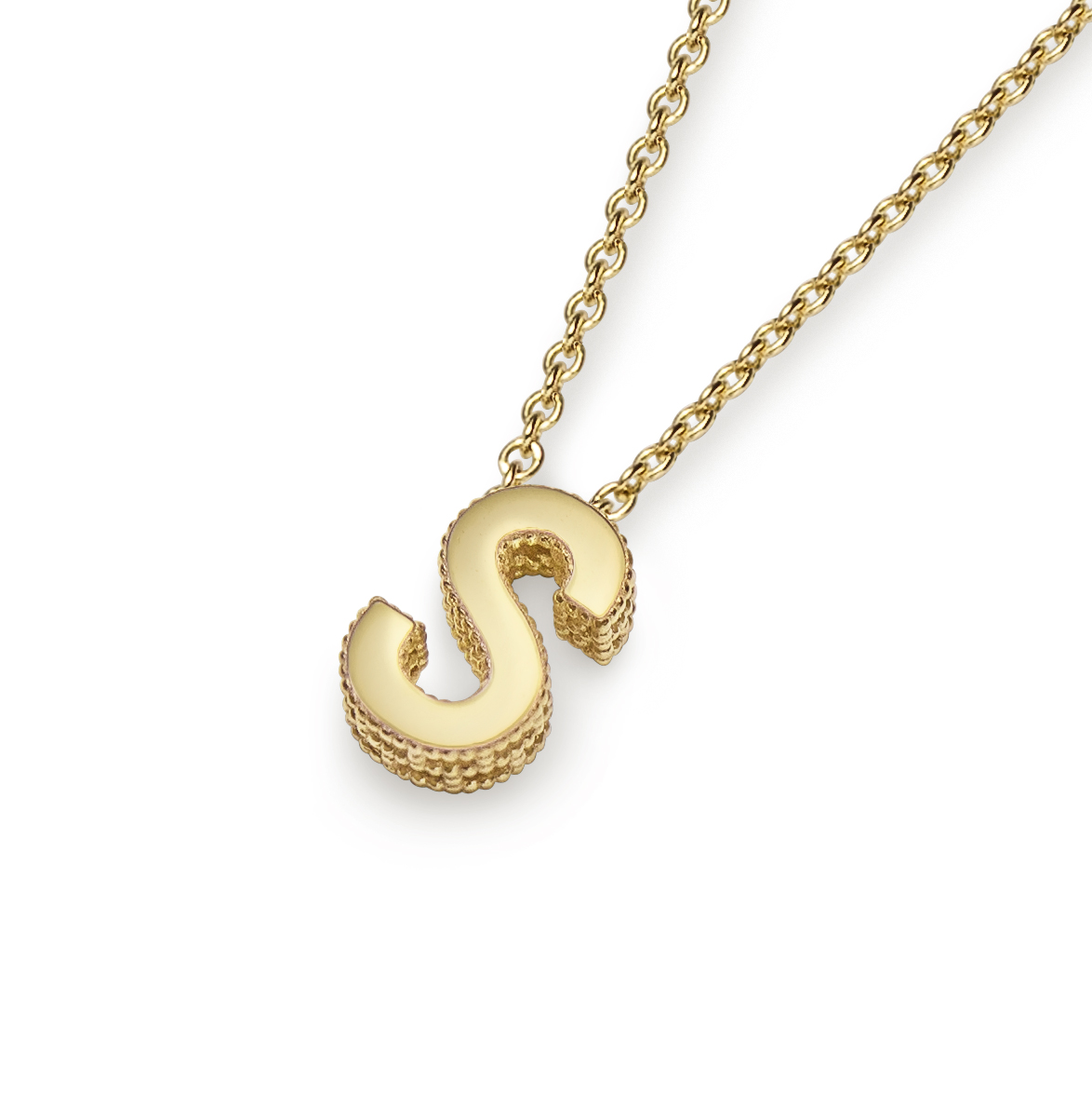Letter necklace gold-plated silver S hole pattern