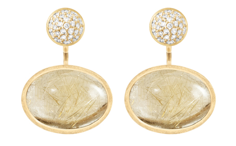 Lotus-Anhänger für Ohrringe, Rutilquarz, Gold - 3
