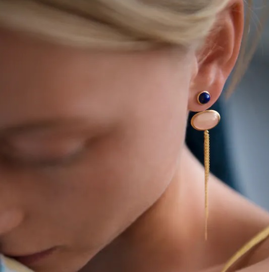 Lotus-Anhänger für Ohrringe, Rutilquarz, Gold - 2