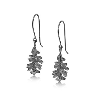 Bohlins Egentillverkning Oak Leaf Earring Oxide Silver Small