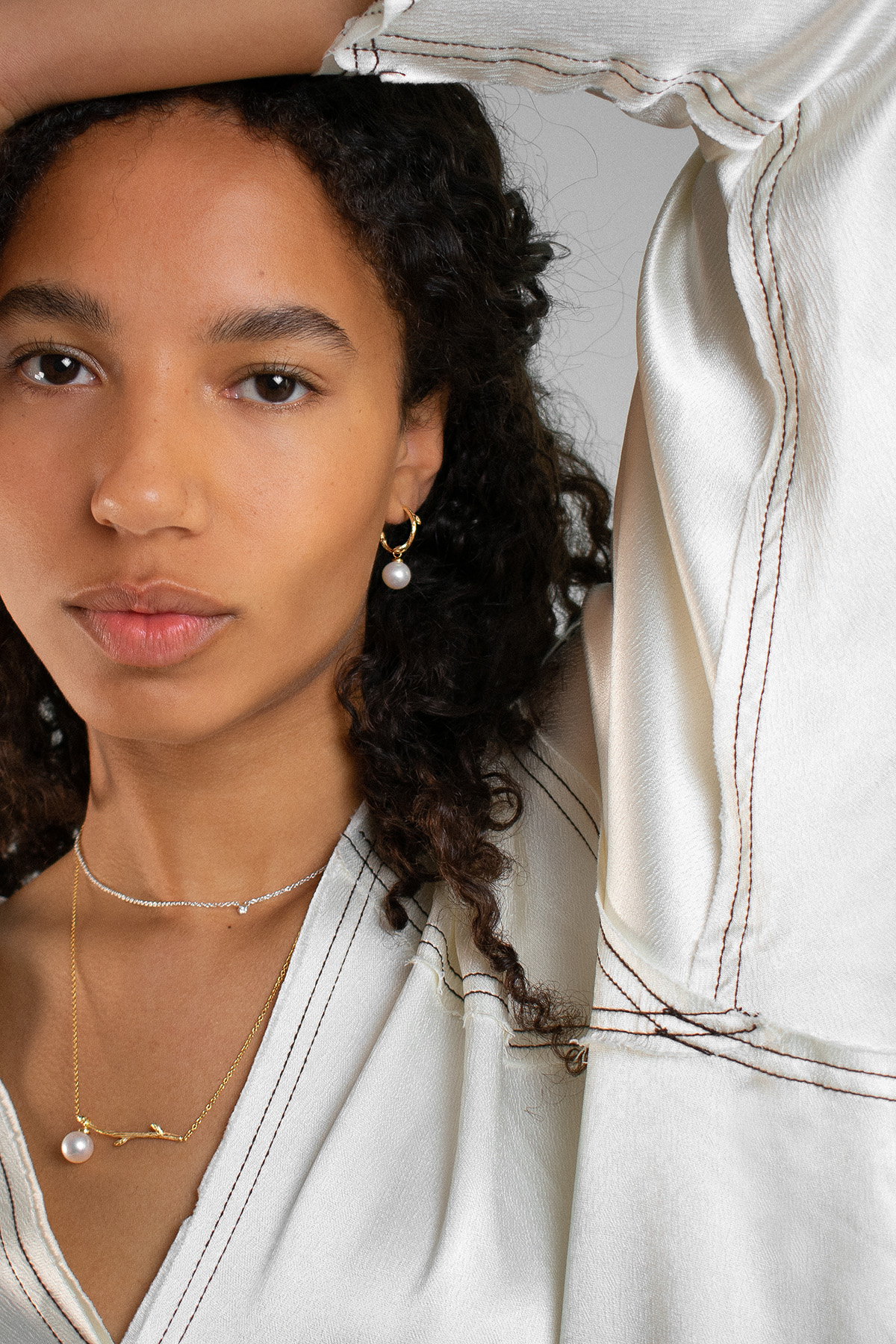 Branch Pearl Hoops Gold - 3