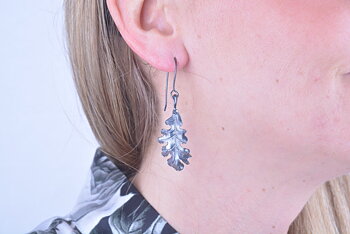Oak Leaf Earring Oxide Silver