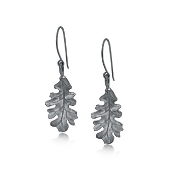 Bohlins Egentillverkning Oak Leaf Earring Oxide Silver