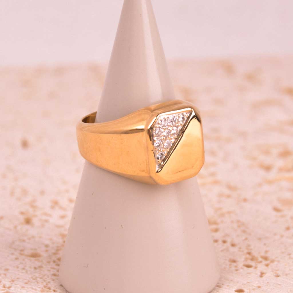 Klackring 18k guld 0,18ct ca, Vintage - 4