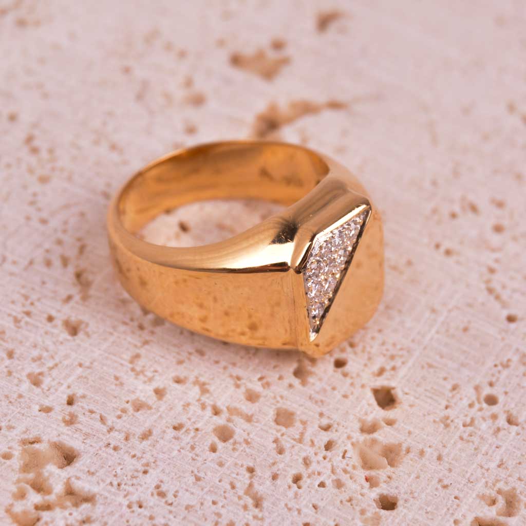Klackring 18k guld 0,18ct ca, Vintage - 5