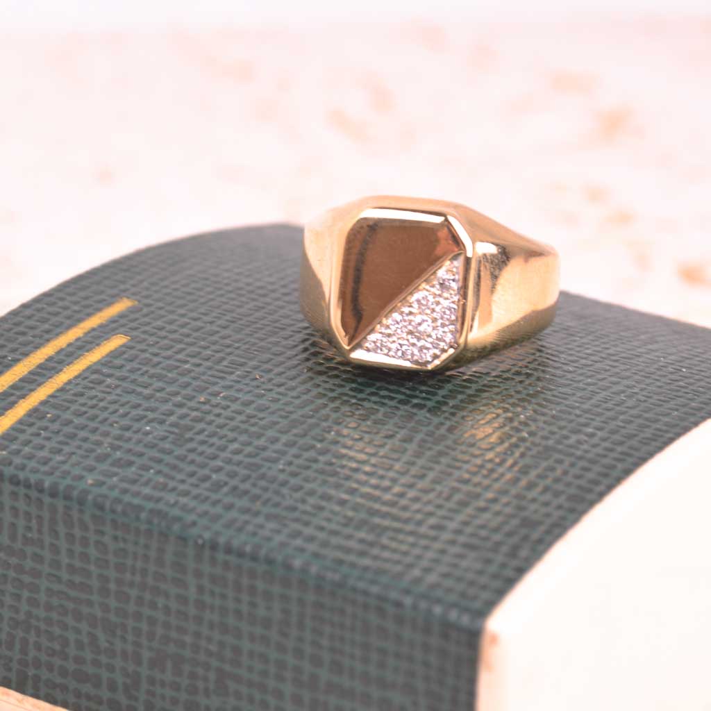 Klackring 18k guld 0,18ct ca, Vintage - 7