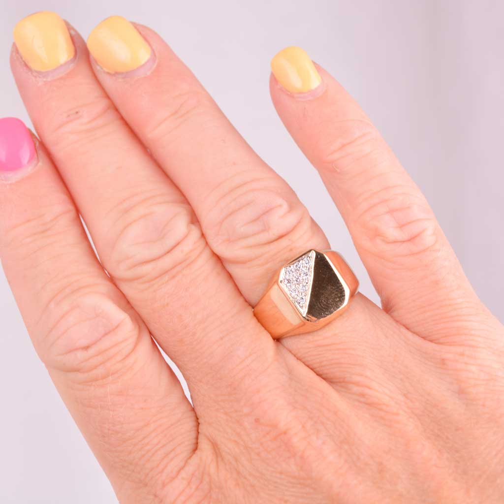 Klackring 18k guld 0,18ct ca, Vintage - 2