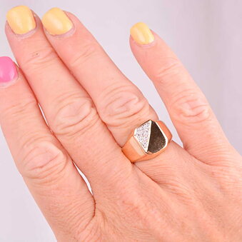 Klackring 18k guld 0,18ct ca, Vintage