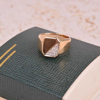 Klackring 18k guld 0,18ct ca, Vintage